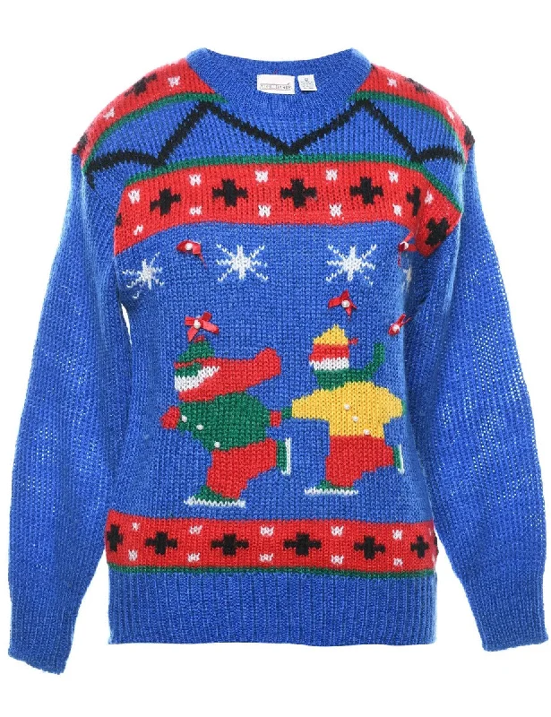 Festive Print Christmas Jumper - L Modern Women's Tech