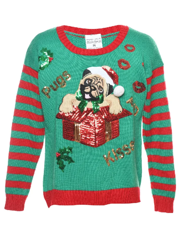 Animal Design Christmas Jumper - M Trendy Women's Oversized