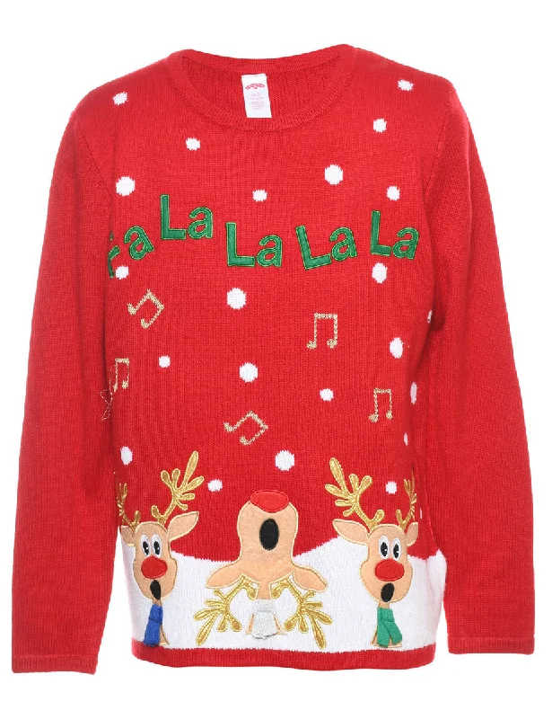 Reindeer Christmas Jumper - L Laid - back Women's Vibe