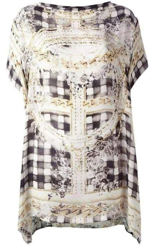 Printed Silk Dress Tunic Youthful Women's Pop
