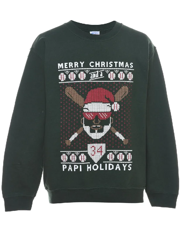 Dark Green Christmas Sweatshirt - S Dynamic Women's High - energy