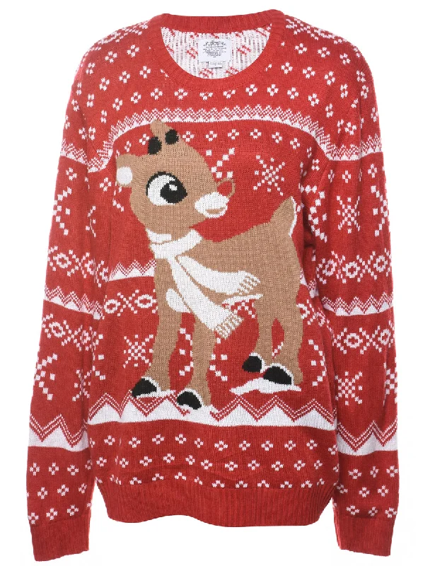 Animal Design Christmas Jumper - L Refined Women's Classic 