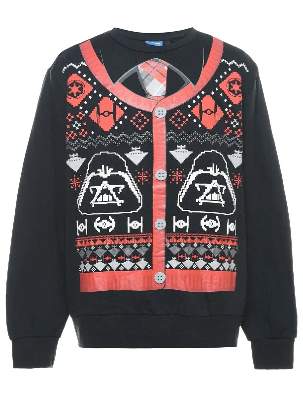 Star Wars Black Christmas Sweatshirt - M Relaxed Women's Beachy