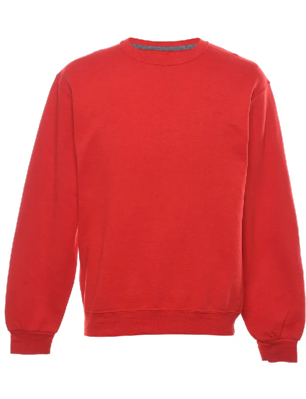 Red Plain Sweatshirt - M Vintage Women's 1970S 