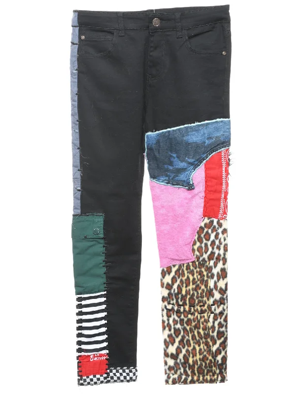 Patchwork Straight Fit Jeans - W31 L28 Artistic Women's Avant - 