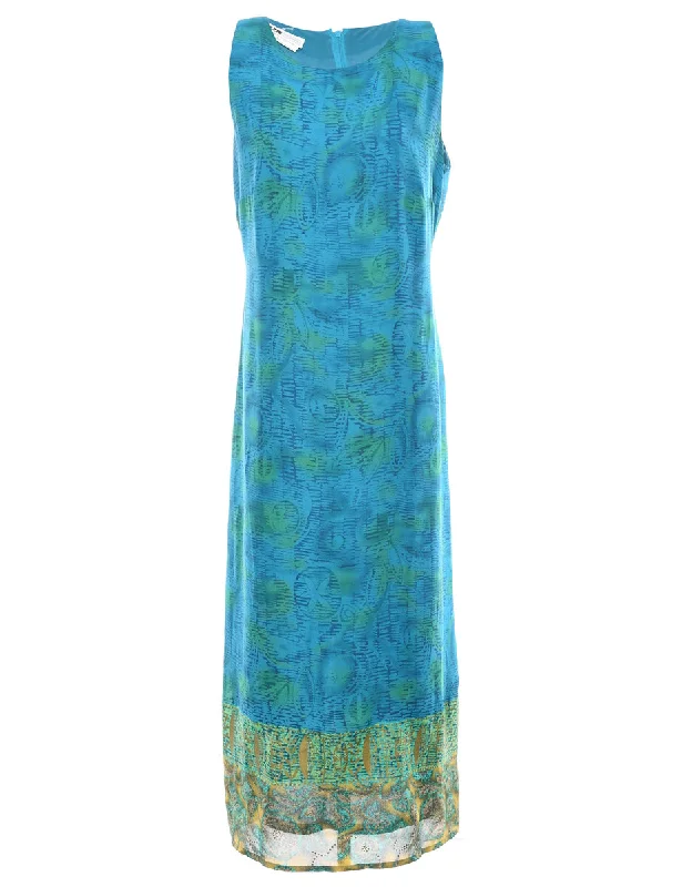 Floral Print Maxi Dress - L Dapper Women's Bow - adorned