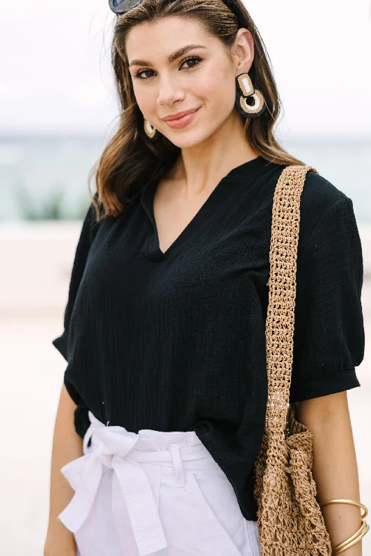 Good To Go Black Gauze Top Scandinavian