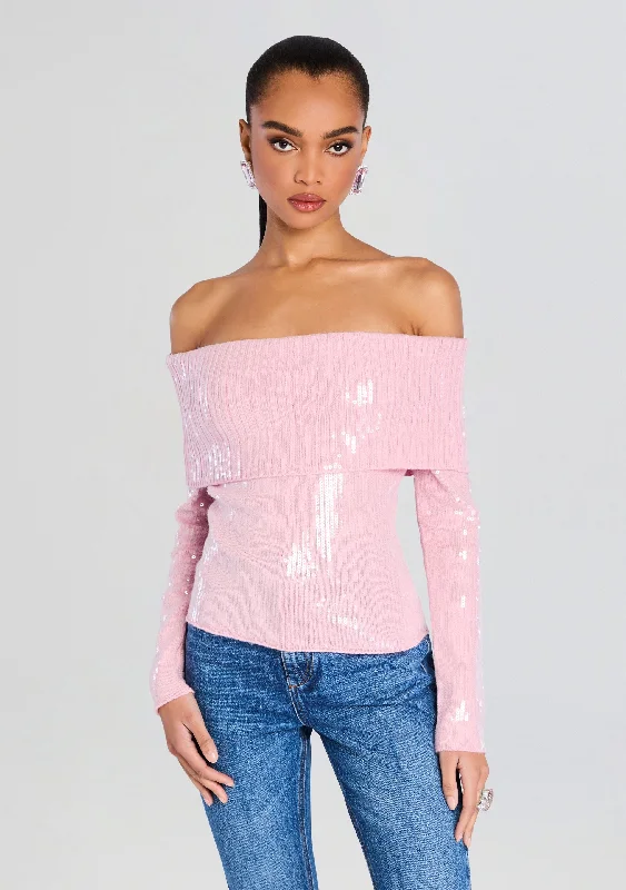 Jourdana Sequin Knit Top Streetwear Style for 