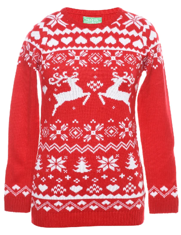 Reindeer Christmas Jumper - L Geometric