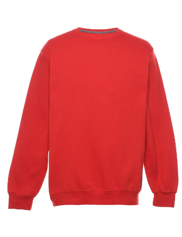 Red Plain Sweatshirt - M Traditional Women's 