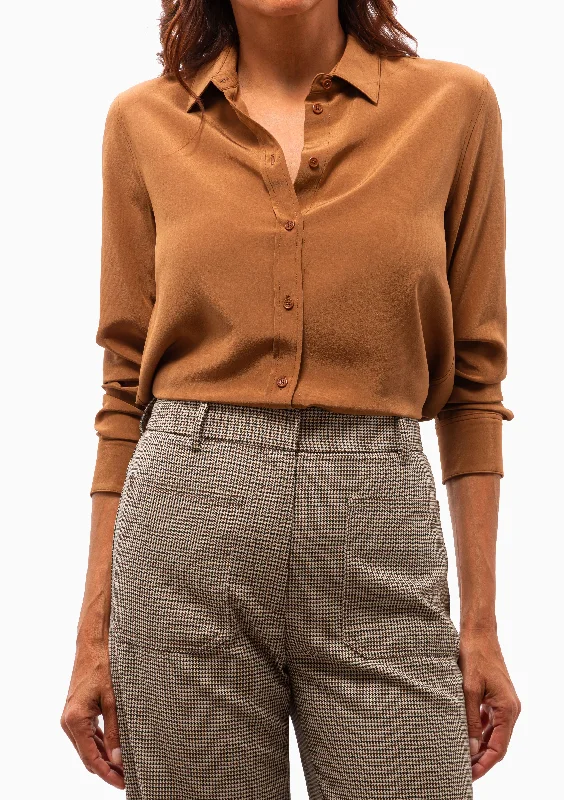 Gaia Silk Slim Shirt | Copper Sporty Women's Tennis