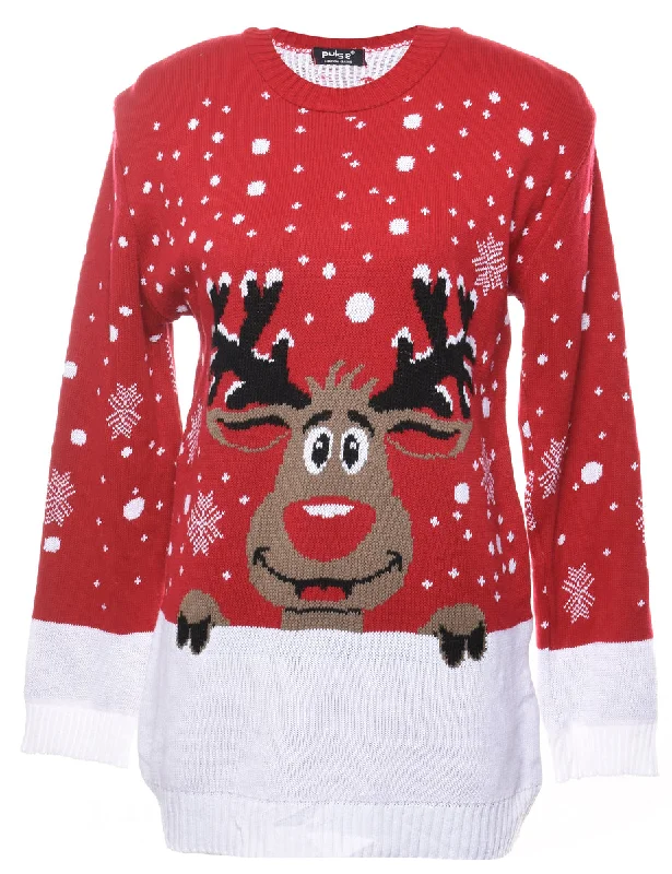 Red Christmas Jumper - S Trendy Women's 