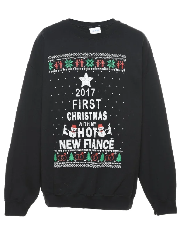 Black Christmas Sweatshirt - XL Practical Women's Multi - 