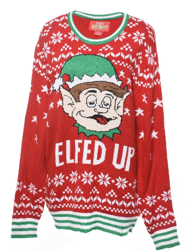 Red Christmas Jumper - XL Scandinavian