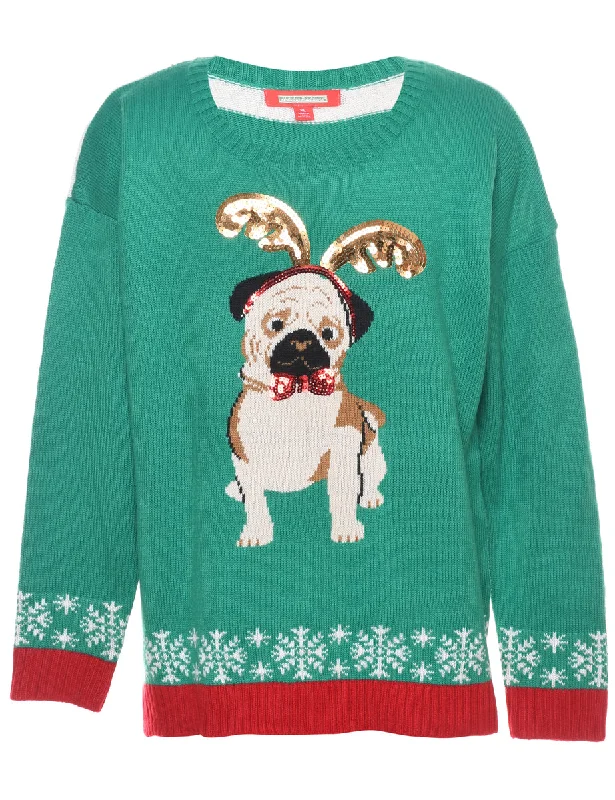 Animal Design Christmas Jumper - XL Hip Women's Retro