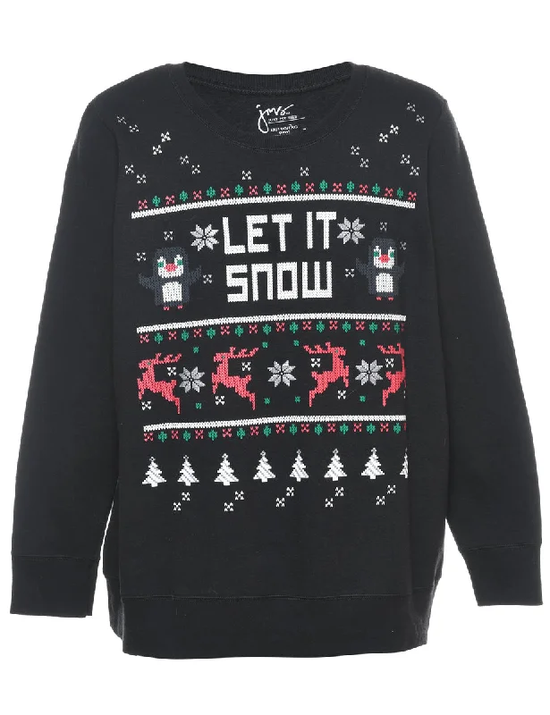 Festive Print Christmas Sweatshirt - XL Elegant Women's 