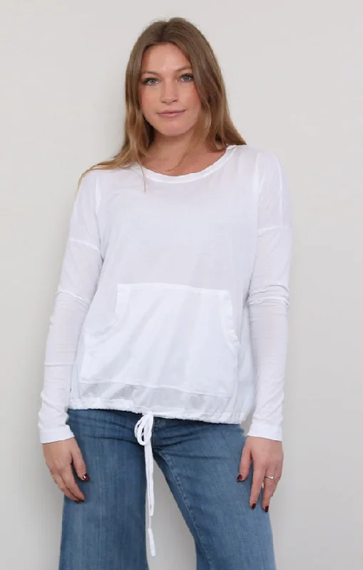 Long Sleeve Boatneck Tee Dapper Women's Bow - adorned