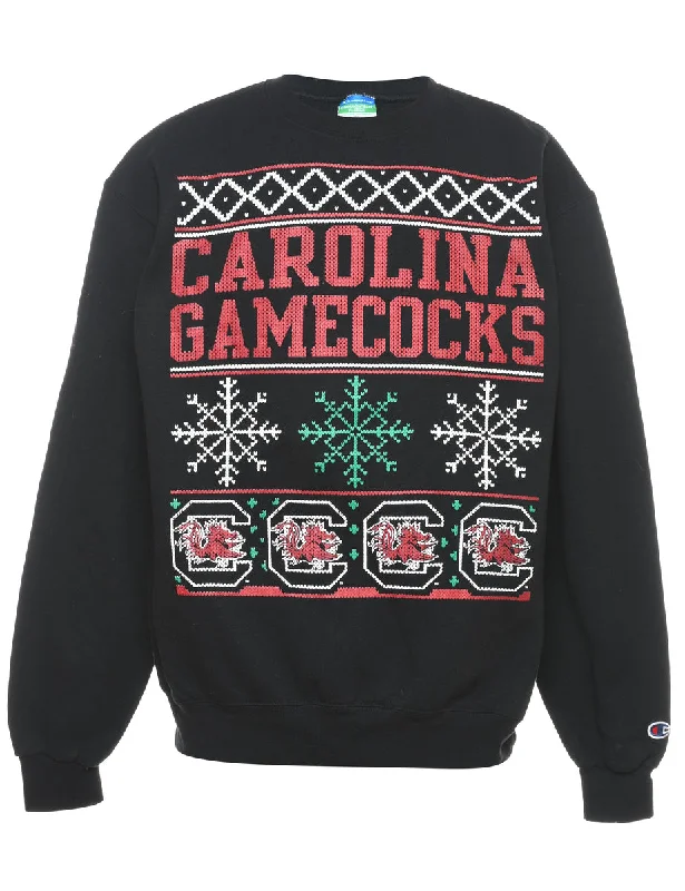 Snowfall Design Carolina Gamecocks Christmas Sweatshirt - M Monochromatic Office Style