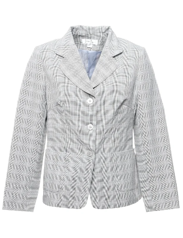 Grey Dogtooth Blazer - M Vintage Women's 1970S 