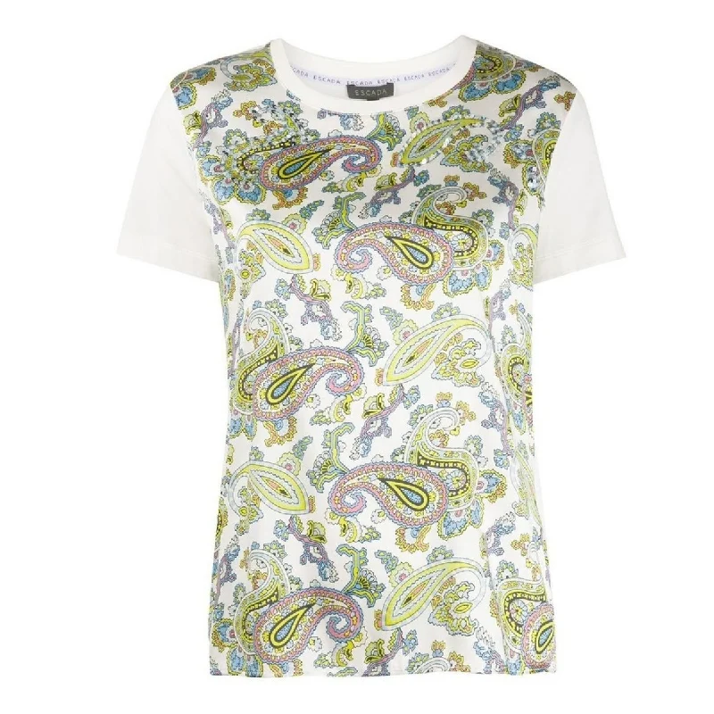 Cotton and Silk Paisley T-shirt Laid - back Women's Style