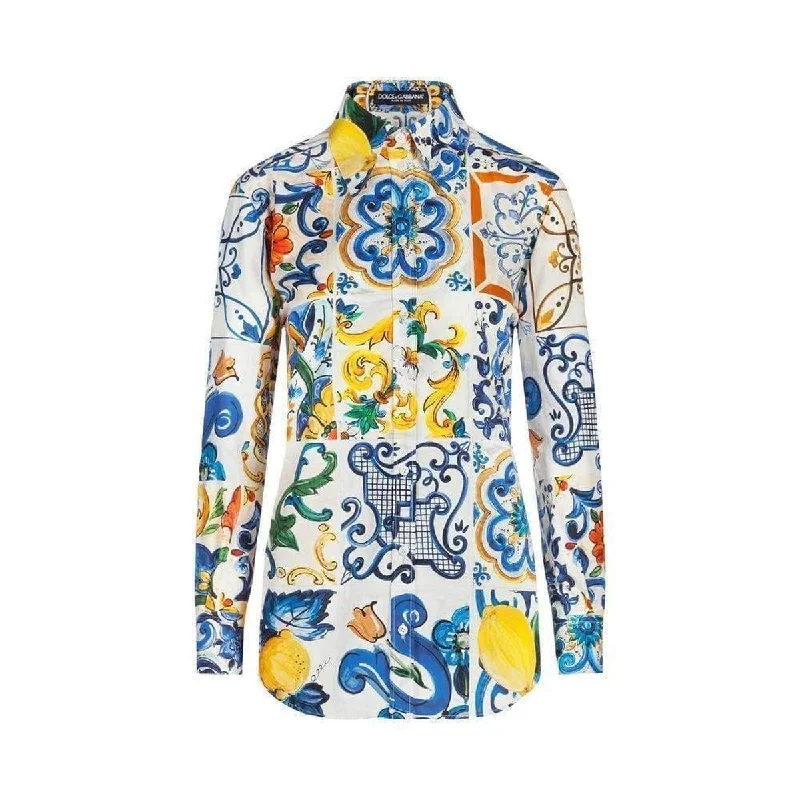 Majolica Print Cotton Shirt Women