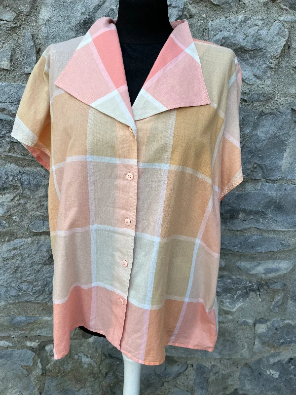 90s orange check blouse uk 14-16 Country