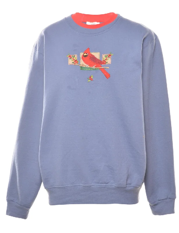 Blue Christmas Sweatshirt - M Unique Women's Upcycled