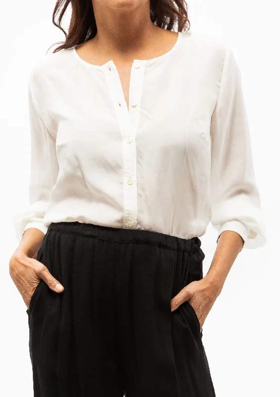 Silk & Jersey Dane Top | Ivory Sporty Women's Tennis