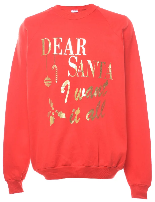 Red Christmas Sweatshirt - L Tough Women's Military - inspired