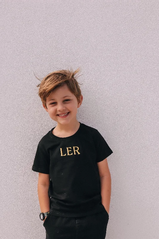 Kid's LER Tee - Black & Yellow Vintage Women's 1970S 
