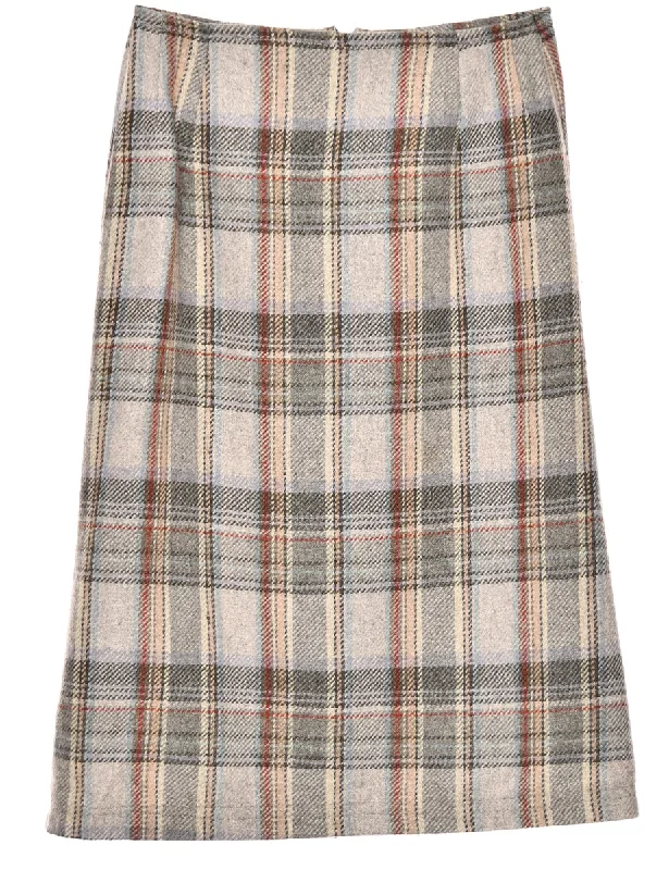 Checked Grey Midi Skirt - M Refined Women's 