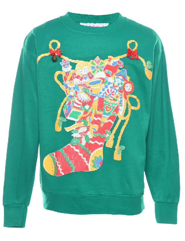 Green Christmas Sweatshirt - M Dynamic Women's Moto