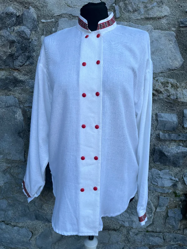 80s white folk blouse uk 10-12 Sporty Women's Athleisure 