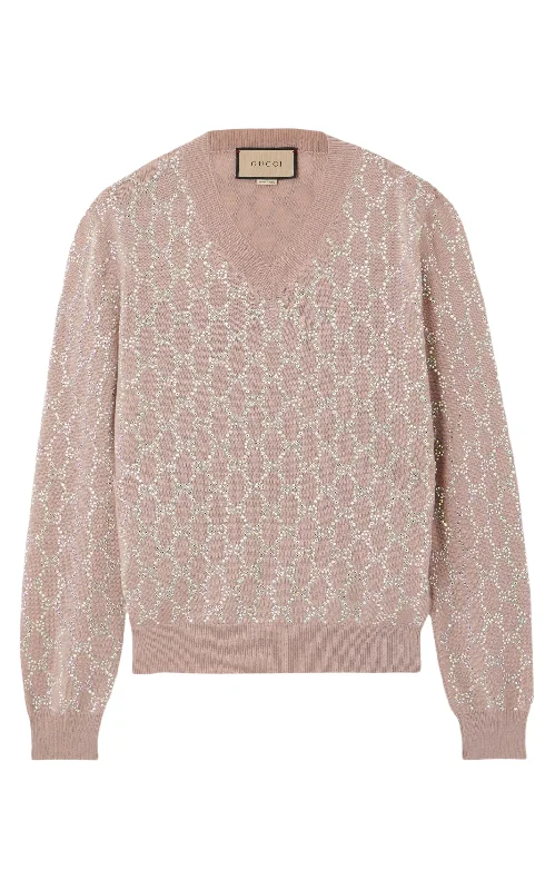 Crystal-embellished Wool Sweater Dapper Women's Bow - adorned
