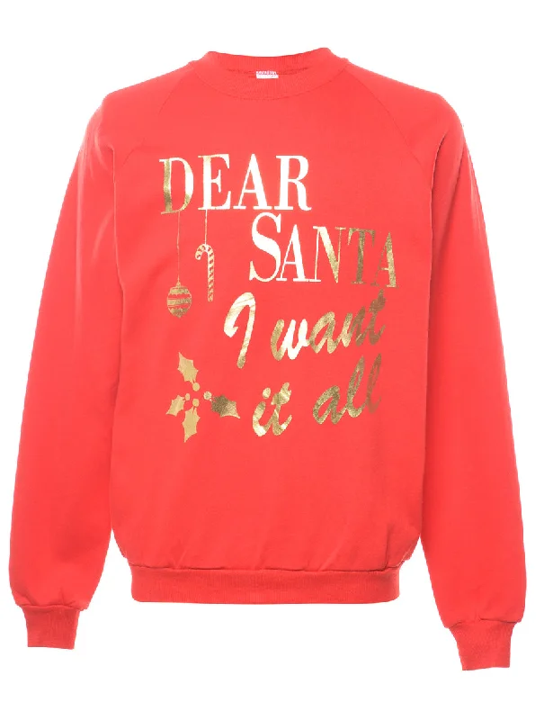 Red Christmas Sweatshirt - L Elegant Women's 