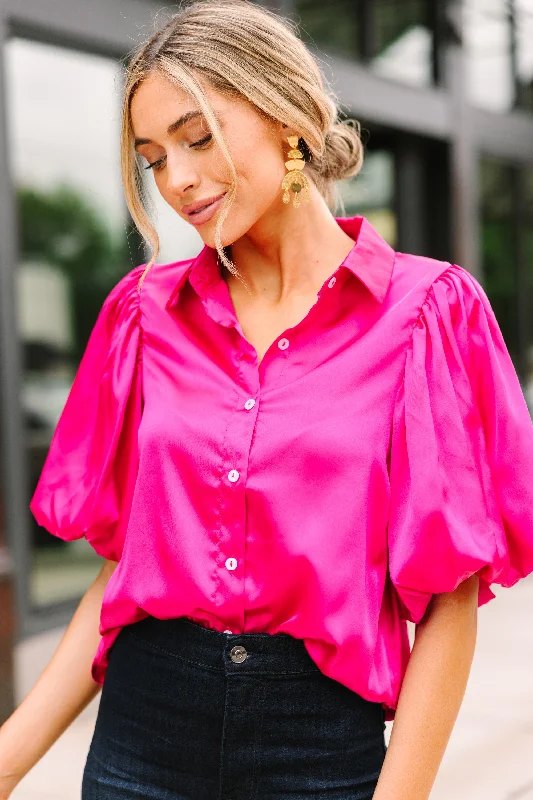 Props To You Magenta Pink Satin Blouse Cashmere