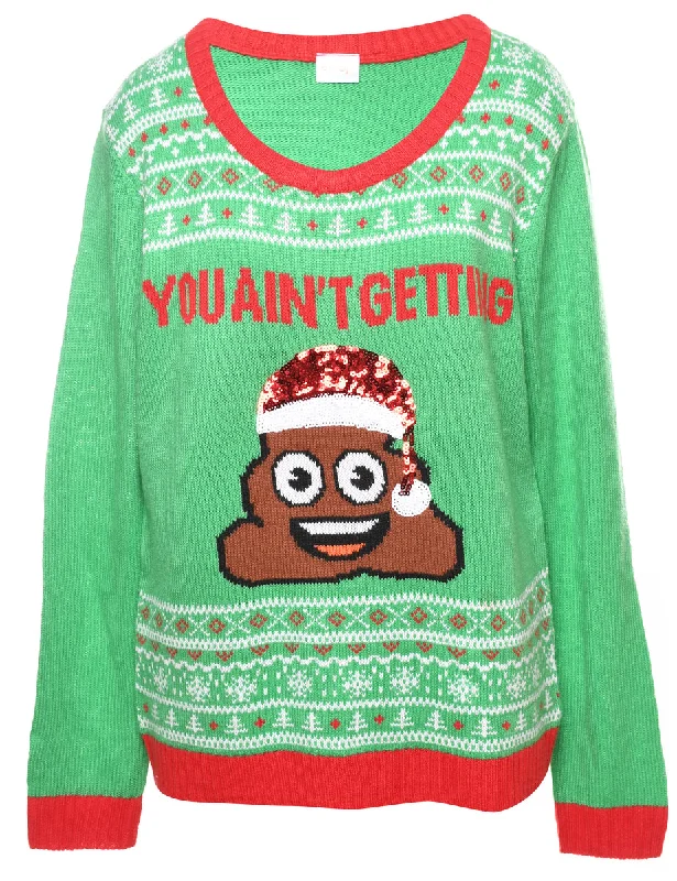 Green Christmas Jumper - M Youthful Women's Pop