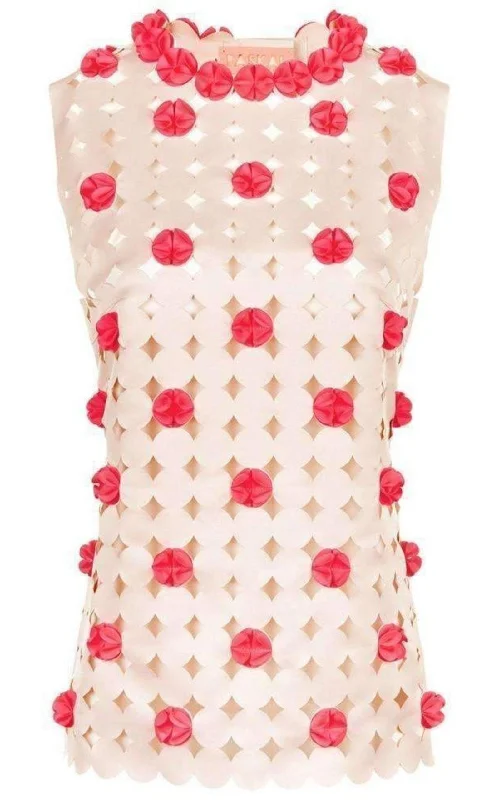 Blush Pink Laser-Cut Top Relaxed Women's Beachy