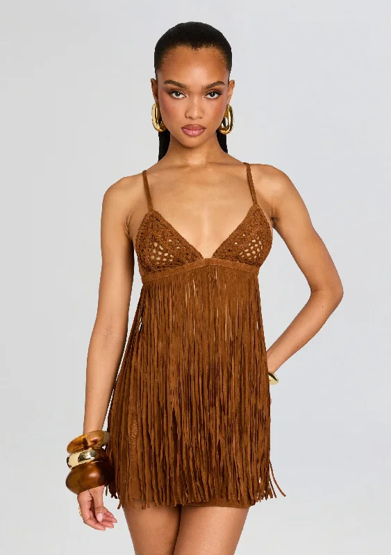 Jacinta Suede Fringe Bra Sleek Women's Metallic