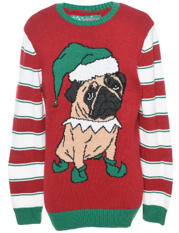 Animal Design Christmas Jumper - L Vintage Women's 1970S 