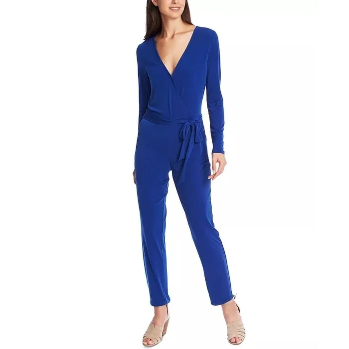 1 State Women's Belted Surplice Neck Jumpsuit Blue Size XX-Small