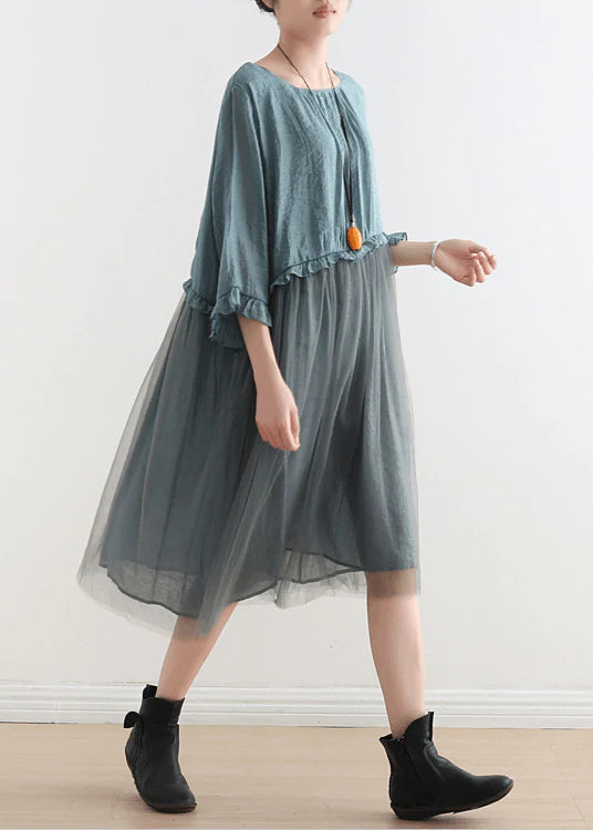 2022 Blue Tulle Maxi dresses patchwork chiffon Summer Dresses Sporty Women's Tennis