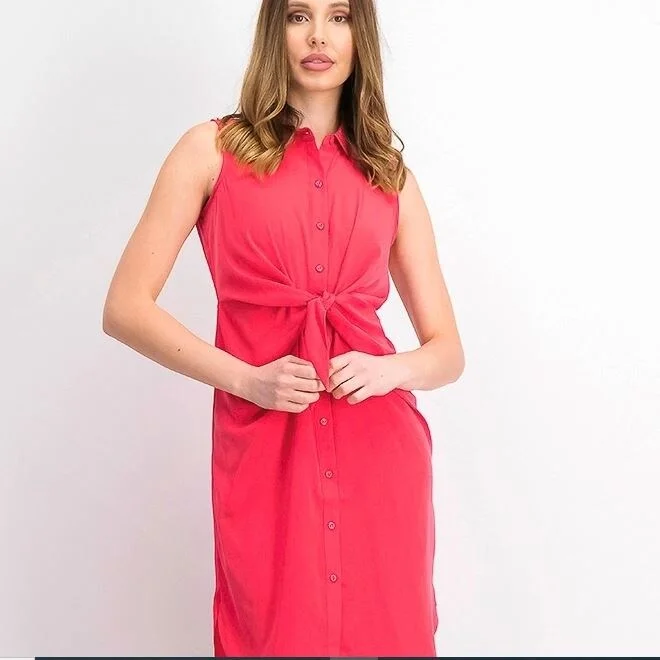 Alfani Women's Tie Front Shirtdress Red Size 14 Petite - 14 Petite