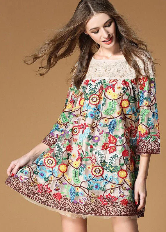 Apricot Patchwork Organza Short Dresses Embroidered Bracelet Sleeve Tough Women's Military - inspired Apricot Patchwork Organza Short Dresses Embroidered Bracelet Sleeve Tough Women's Military - inspired