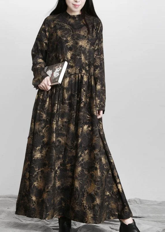 Art Black Print Asymmetrical Design Fall Vacation Dresses Artistic Women's Hand - painted Art Black Print Asymmetrical Design Fall Vacation Dresses Artistic Women's Hand - painted