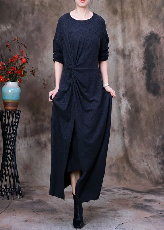 Art Dark Grey O-Neck side open Asymmetrical Velour long Dresses Spring Stylish Women's Neon Art Dark Grey O-Neck side open Asymmetrical Velour long Dresses Spring Stylish Women's Neon