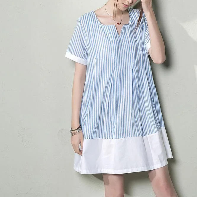 Baby blue plus size sundress natural linen clothing oversize summer shirt dresses Hip Women's Urban