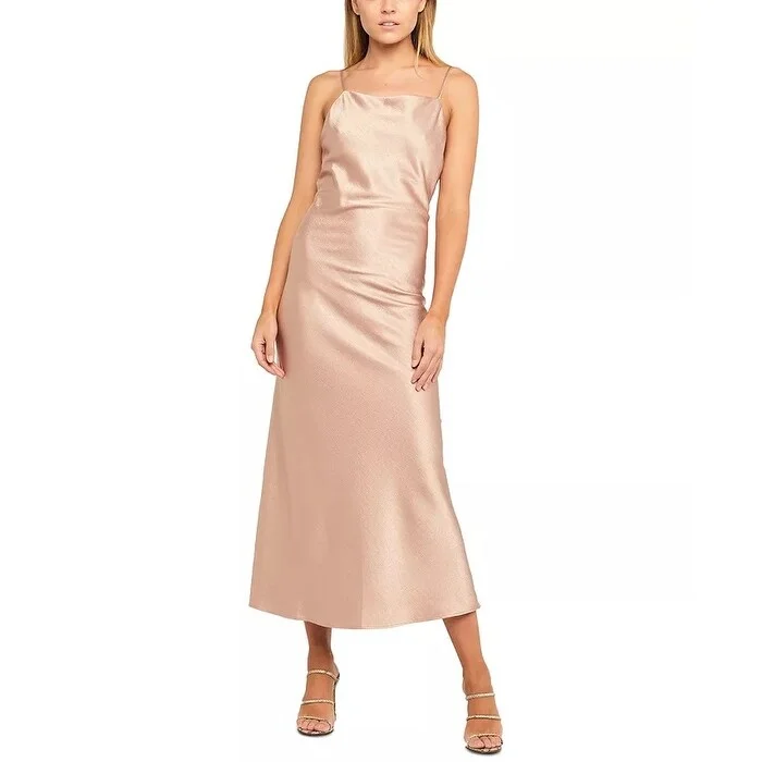 Bardot Women's Estelle Draped Satin Maxi Slipdress Size Pink Size M - Medium