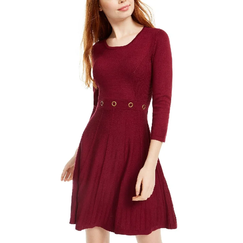 BCX Juniors' Grommet-Waist Fit & Flare Dress Red Size Extra Small