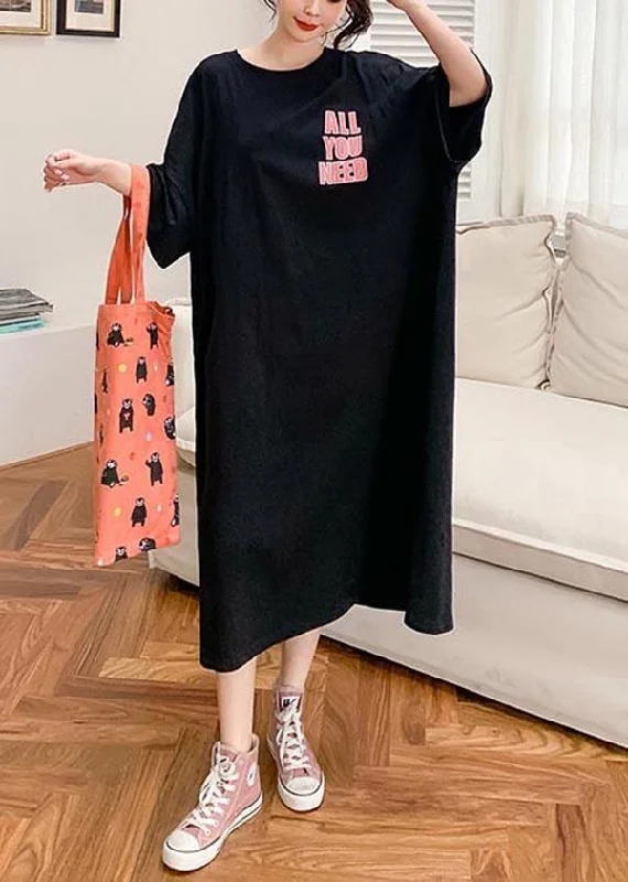 Beautiful Black Short Sleeve Cotton Casual Summer Dresses Athletic Women's High - 